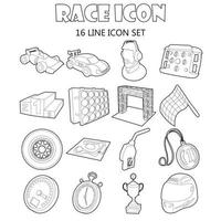 Race icons set in outline style vector