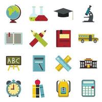 School icons set, flat ctyle vector