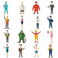 Conjunto de iconos de profesiones, estilo de dibujos animados vector