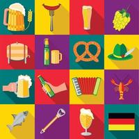 Octoberfest icons set, flat style vector