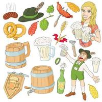 Octoberfest icons set, cartoon style vector