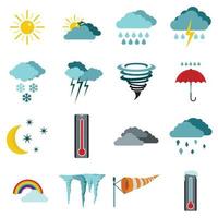 Weather set icons, flat style vector