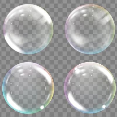 Transparent colored soap or water bubbles.