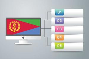 Eritrea Flag with Infographic Design Incorporate with Computer Monitor vector