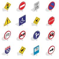 Road Sign icons set, isometric 3d style vector