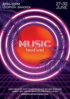 music festival poster for night neon light vector