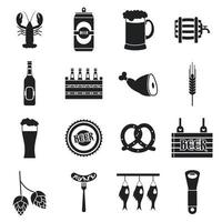 conjunto de iconos de cerveza, estilo simple vector