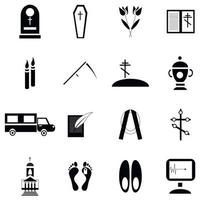 Death and funeral icons set, simple style vector