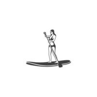 logo de mujer surfista vector