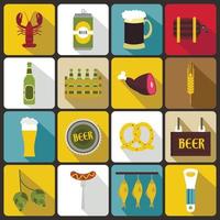 Beer icons set, flat style vector