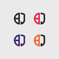 BJ letter logo vector template Creative modern shape colorful monogram Circle logo company logo grid logo