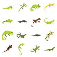 Lizard icons set, flat style vector