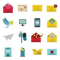 Email icons set, flat ctyle vector