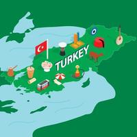 Turkey map, isometric 3d style vector