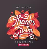 Thanksgiving day sale banner background vector