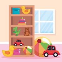 shelving with toys scene vector