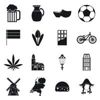 Netherlands icons set, simple style vector