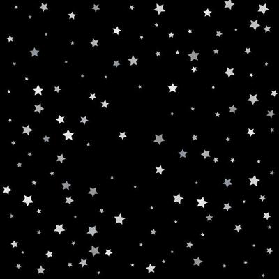 Silver sparkle star on black background. Starry confetti
