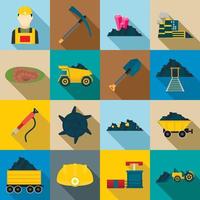 Mining Icons set, flat style vector