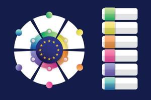 bandera de la unión europea con diseño infográfico incorporado con forma redonda dividida vector