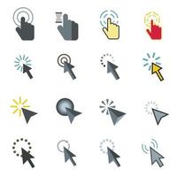 Mouse pointer icons set, flat style vector