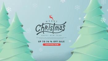 Happy New Year and Merry Christmas sale banner poster template vector