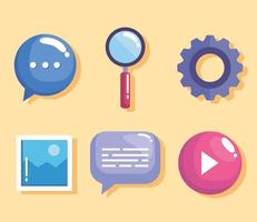 six web design icons vector