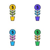 Dollar plant tree coin with leaf logo design vector
