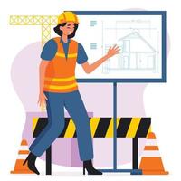 Female Engineer in Construction Work vector