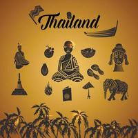conjunto de iconos de tailandia, estilo simple vector