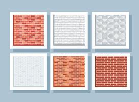 six bricks walls backgrounds vector