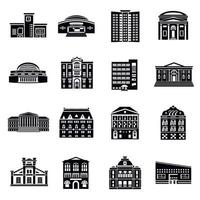 Conjunto de iconos de edificios públicos, estilo simple vector