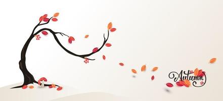 Autumn background layout decorate with leaves and autumn calligraphy design vector