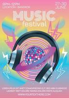 music  poster for night party design vector