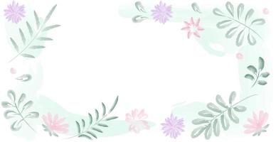 Trendy abstract panoramic art web template with floral and geometric elements. Suitable for advertising, social media publications, internet banner design - Vector