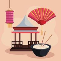 korean food and icons vector