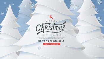 Happy New Year and Merry Christmas sale banner poster template vector