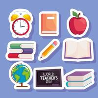 world teachers day stickers set vector