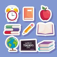 world teachers day stickers set vector