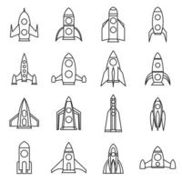 Rocket icons set, outline style vector