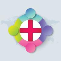 England Flag with Infographic Design isolated on World map vector