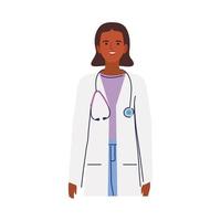 personaje de doctora afro vector