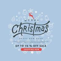 Happy New Year and Merry Christmas sale banner poster template vector