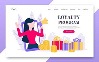 Loyalty program landing page flat style design vector illustration concept.