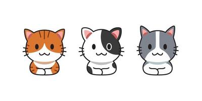 Set of vector cartoon cute cats