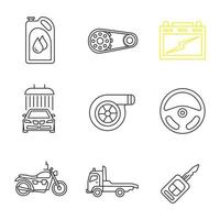 Auto workshop linear icons set vector