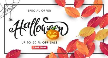 plantilla de banner de publicidad de promoción de venta de feliz halloween vector