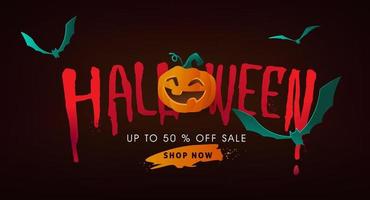 plantilla de banner de publicidad de promoción de venta de feliz halloween vector