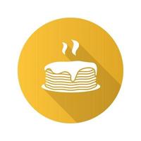 Fresh pancakes stack flat design long shadow glyph icon vector