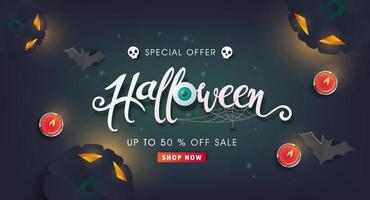 plantilla de banner de publicidad de promoción de venta de feliz halloween vector